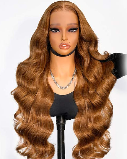 Caramel Brown Loose Body Wave Lace Frontal Wig Glueless Wig junoda