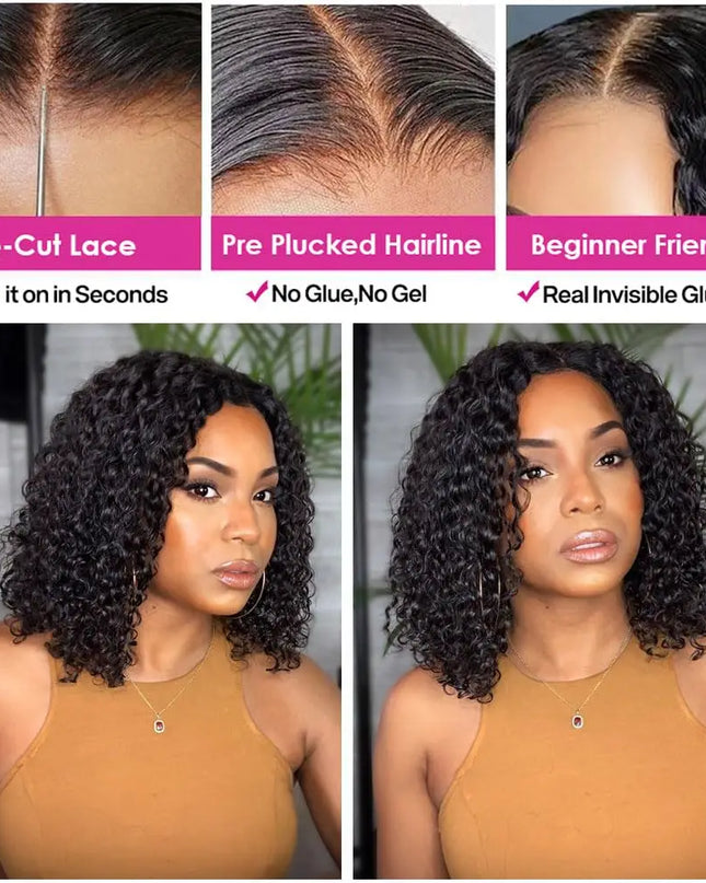 13x4 Lace Frontal Wig Human Hair Short Bob Wig Body Wave 4x4 HD Lace Front Closure Wig Brazilian Virgin Hair Natural Black Color Caethelstore.com