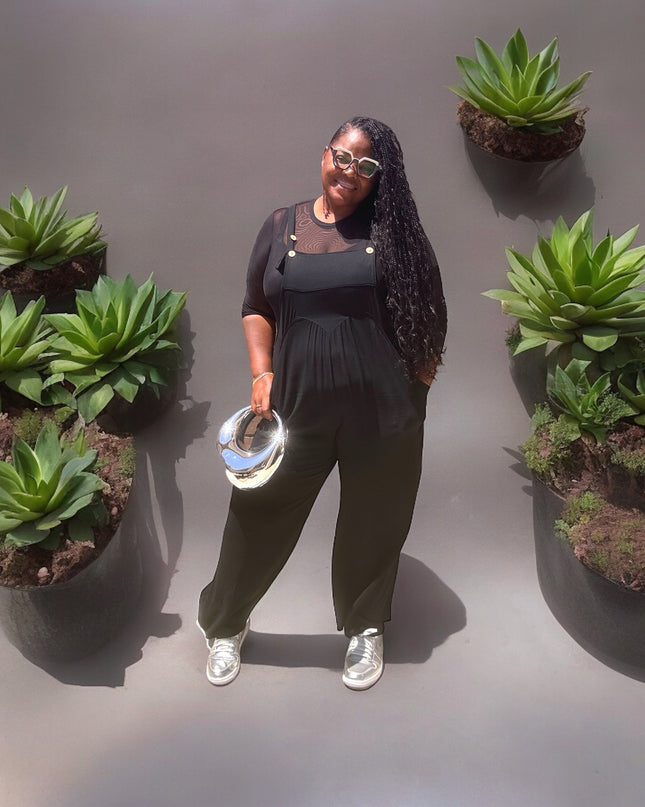 Plus Size Lazy Day Overalls In Black