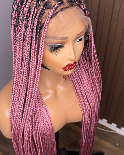 Light pink darkroot knotless braiddd wig
