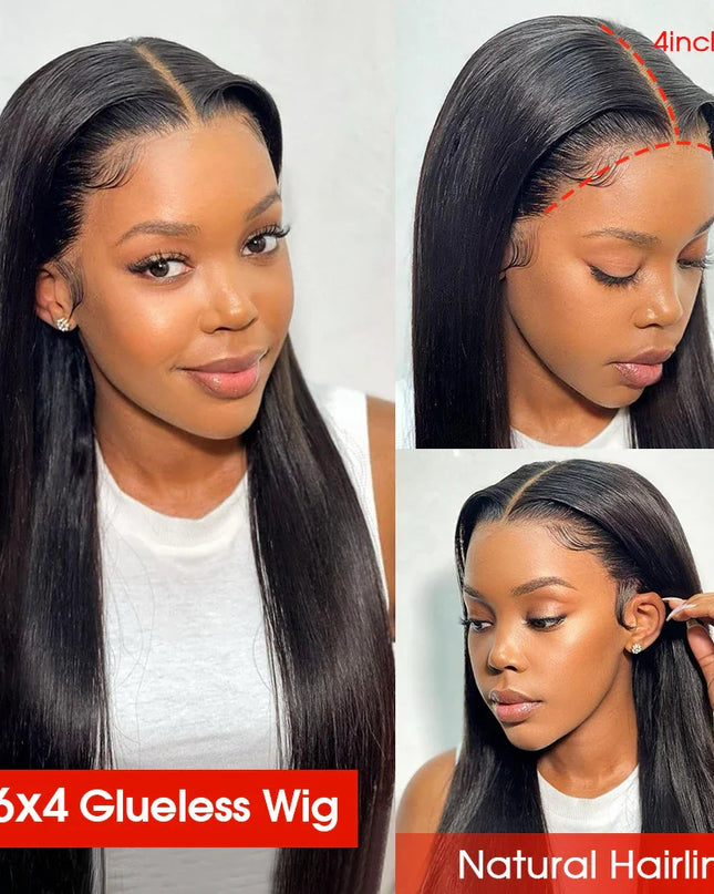 Pre Cut No Glue Bone Straight Glueless Wigs Human Hair For Women Brazilian Glueless Wig Human Hair Ready To Wear Preplucked 200%