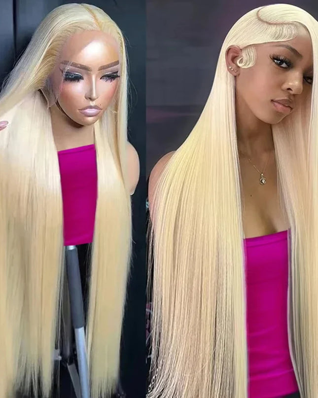 13x4 13x6 HD Transparent Full Frontal Lace 613 Blonde Colored Straight Human Hair Wigs Lace Front Wigs For Women 34 Inches Caethelstore.com