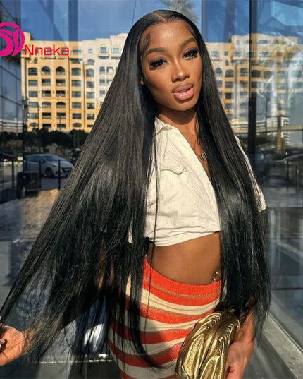 200% Density Glueless 5x5 Straight Lace Closure Wig Human Hair For Women 4x4 HD Transparent Pre Plucked Closure Wigs