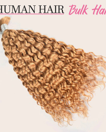 Junoda Hair #27 Honey Blonde Deep Wave Bulk Human Hair For Braiding junoda
