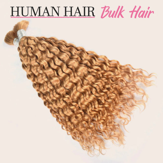 Junoda Hair #27 Honey Blonde Deep Wave Bulk Human Hair For Braiding junoda