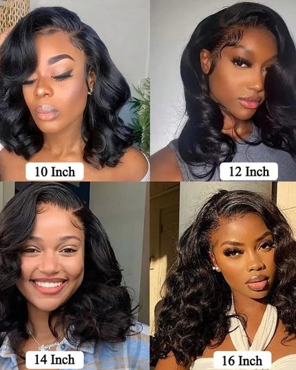 13x4 Lace Frontal Wig Human Hair Short Bob Wig Body Wave 4x4 HD Lace Front Closure Wig Brazilian Virgin Hair Natural Black Color Caethelstore.com