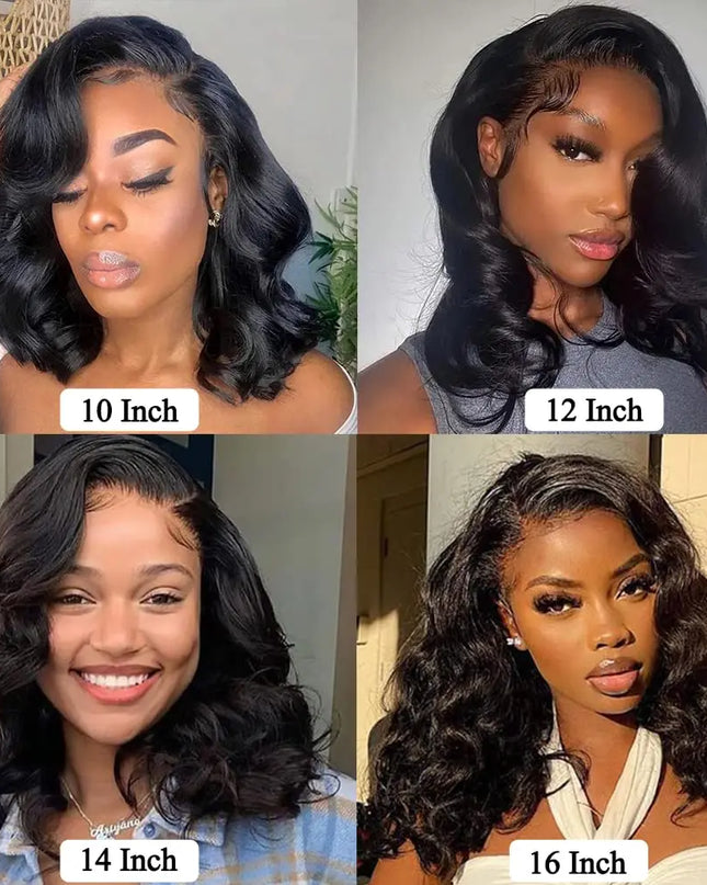 13x4 Lace Frontal Wig Human Hair Short Bob Wig Body Wave 4x4 HD Lace Front Closure Wig Brazilian Virgin Hair Natural Black Color Caethelstore.com