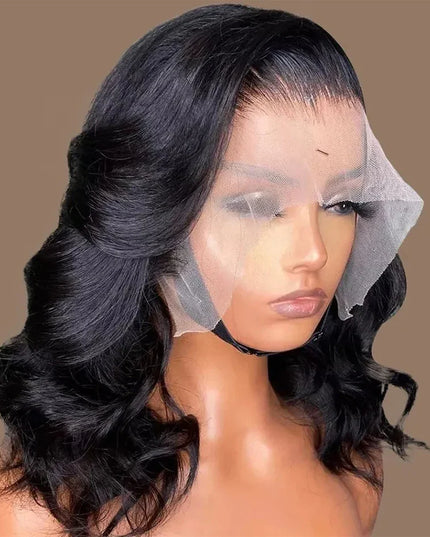 13x4 Lace Frontal Wig Human Hair Short Bob Wig Body Wave 4x4 HD Lace Front Closure Wig Brazilian Virgin Hair Natural Black Color Caethelstore.com