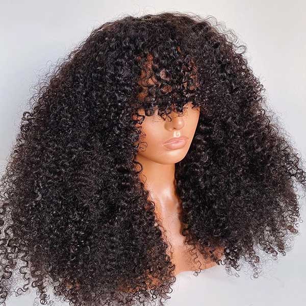 [$99 = 2 Wigs] Kinky Curly with Body Wave Human Hair Wig With Bangs Junoda Flash Sale junoda