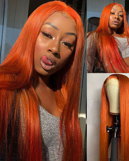 Junoda Ginger Blonde Straight Hair 4x4 Lace Closure Wig 150% Density junoda