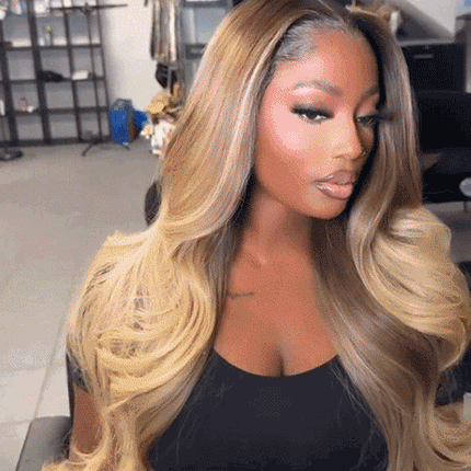 Ash Brown Ombre Blonde Colored Wear&Go Wigs Loose Body Transparent Lace Front Wig Human Hair junoda