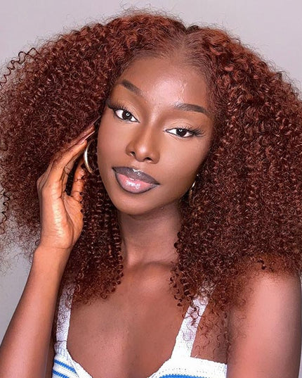 [BOGO] Junoda Pre-Cut Lace Reddish Brown Jerry Curly Quick & Easy Wear Go Glueless Wig junoda