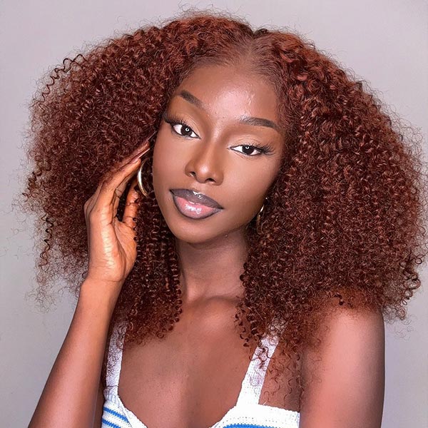 [BOGO] Junoda Pre-Cut Lace Reddish Brown Jerry Curly Quick & Easy Wear Go Glueless Wig junoda