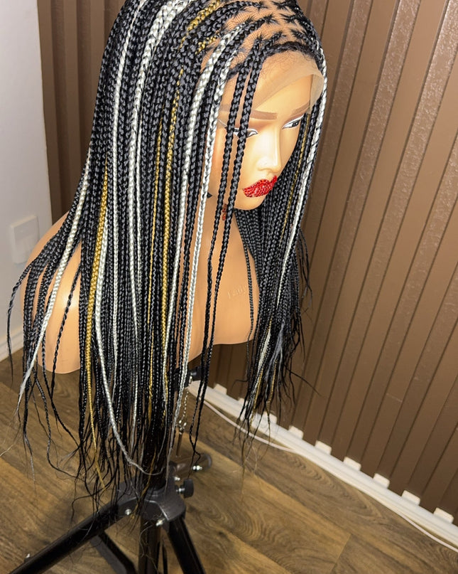 22 inches highlights knotless braided wig