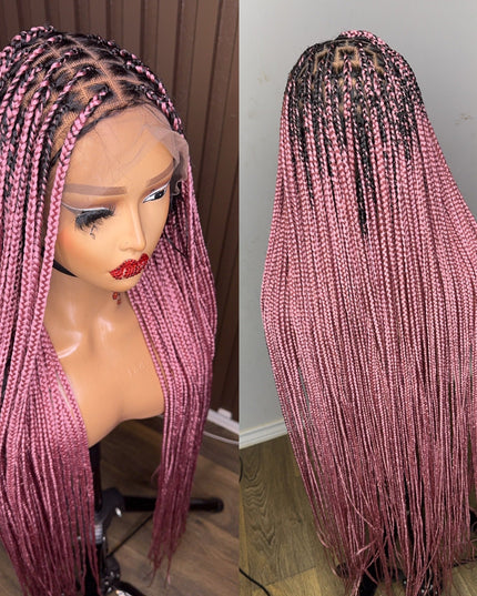 Light pink darkroot knotless braiddd wig