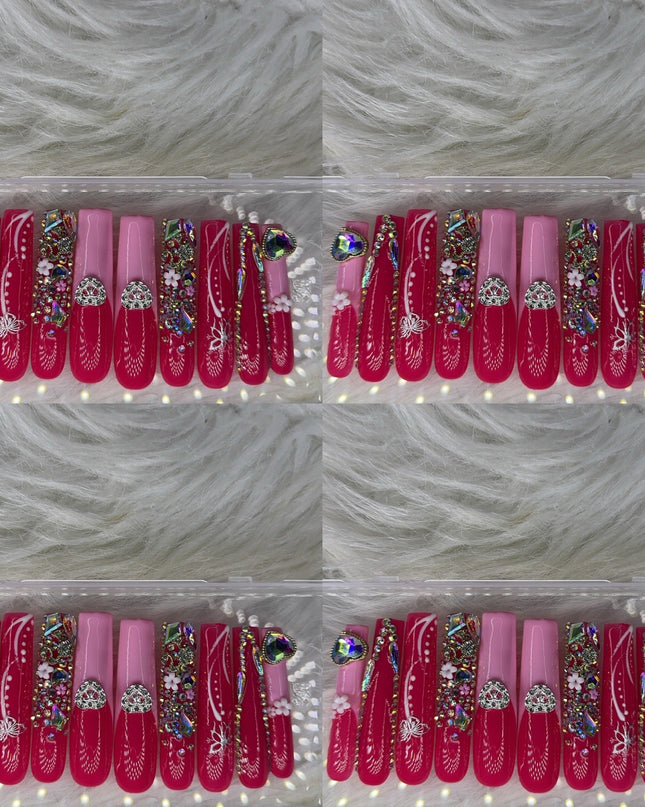 Pink nails acrylic press on nails
