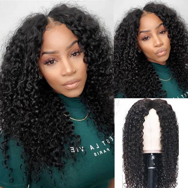 [BOGO] Junoda Jerry Curly V Part Wig Meets Real Scalp Thin U Part Glueless Wigs junoda