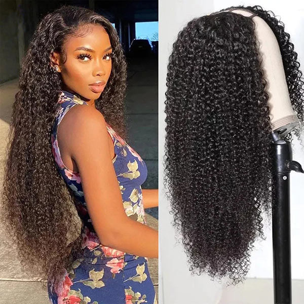 [BOGO] Junoda Jerry Curly V Part Wig Meets Real Scalp Thin U Part Glueless Wigs junoda