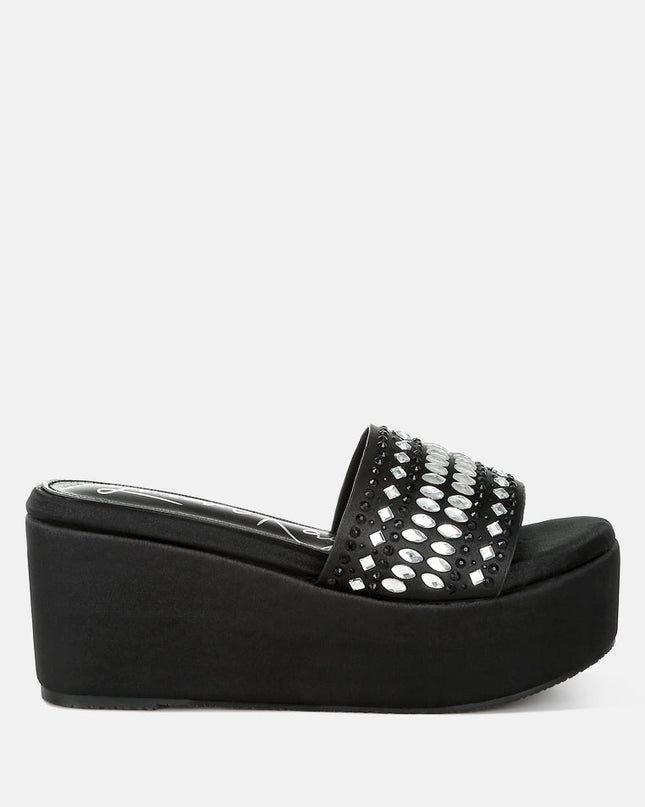 Batanga Diamante & Rhinestone Detail Stylish Flatforms Tigbul's Variety Fashion Shop