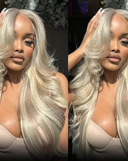 Blonde Highlight Curtain Bangs Body Wave Wigs Lace Frontal Layered Human Hair Wigs junoda