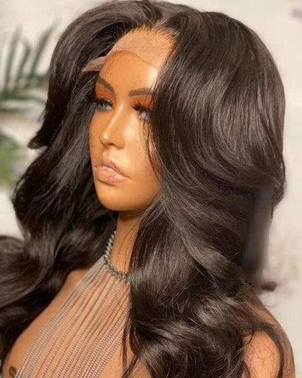 Body Wave 4x4 Lace Closure Wigs Peruvian Hair Natural Hairline junoda