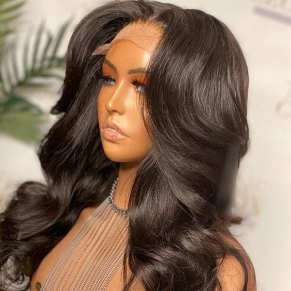 Body Wave 4x4 Lace Closure Wigs Peruvian Hair Natural Hairline junoda