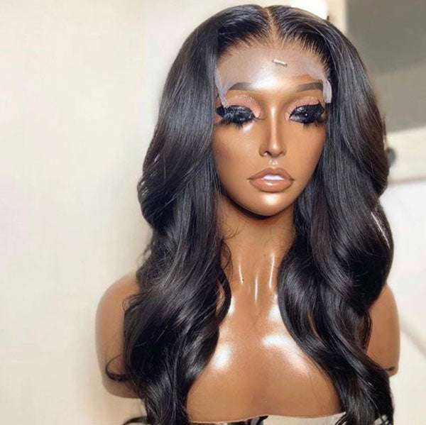 Body Wave 4x4 Lace Closure Wigs Peruvian Hair Natural Hairline junoda