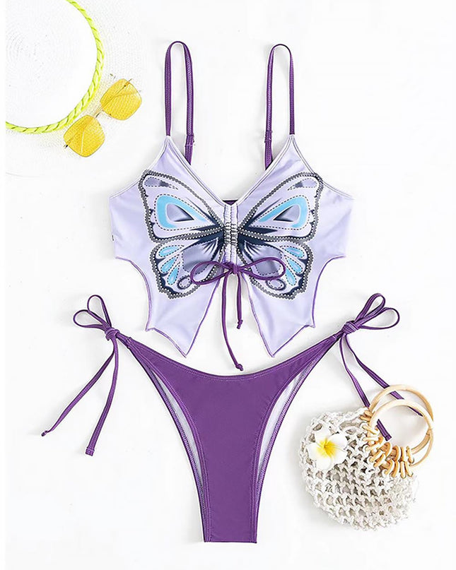Butterfly Print Sexy Open Back Fashion Bikini  | ZAKAPOP