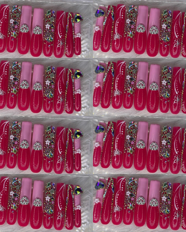 Pink nails acrylic press on nails