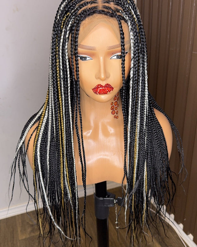 22 inches highlights knotless braided wig