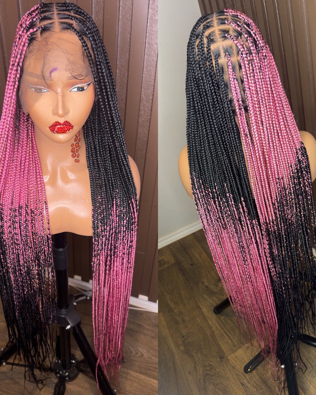 Cross braids dark pink