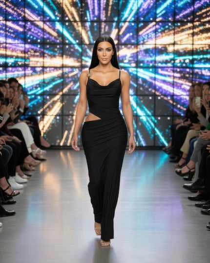 A Cowl Neckline Two-piece Illusion Maxi Tigbul's Variety Fashion Shop