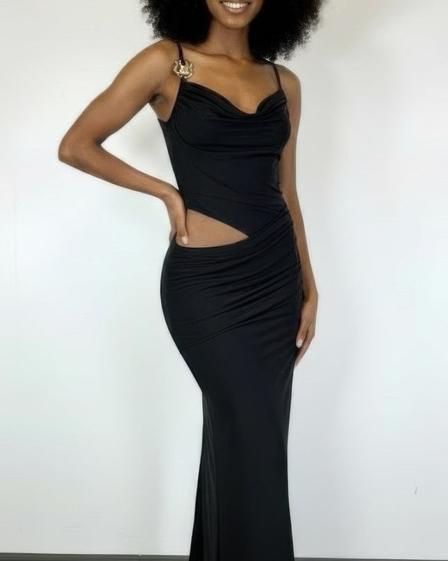 A Cowl Neckline Two-piece Illusion Maxi Tigbul's Variety Fashion Shop