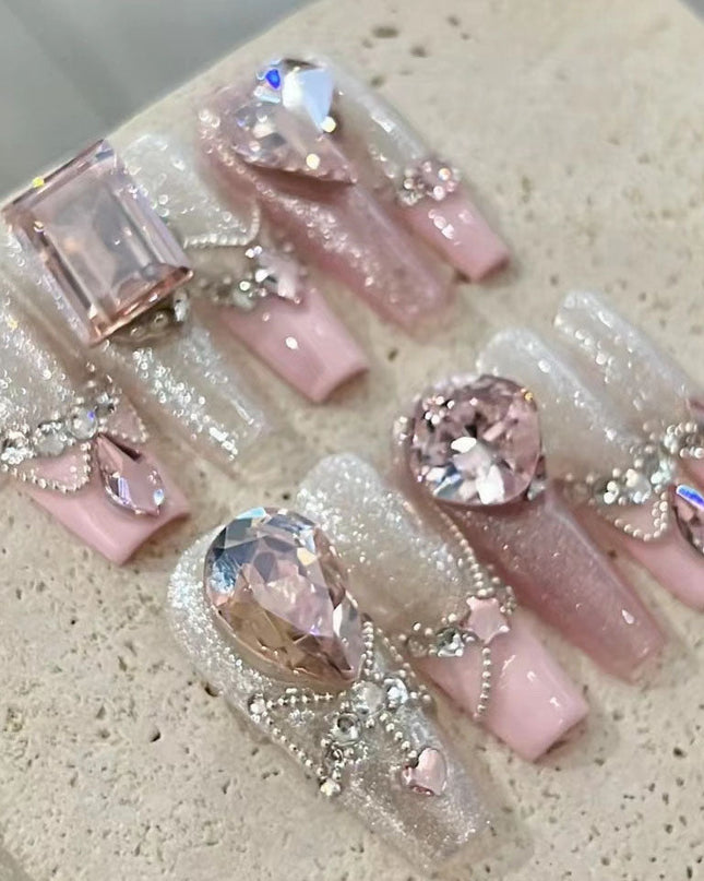 Clash Color Diamond Burst Princess Press-on Nail Art | ZAKAPOP