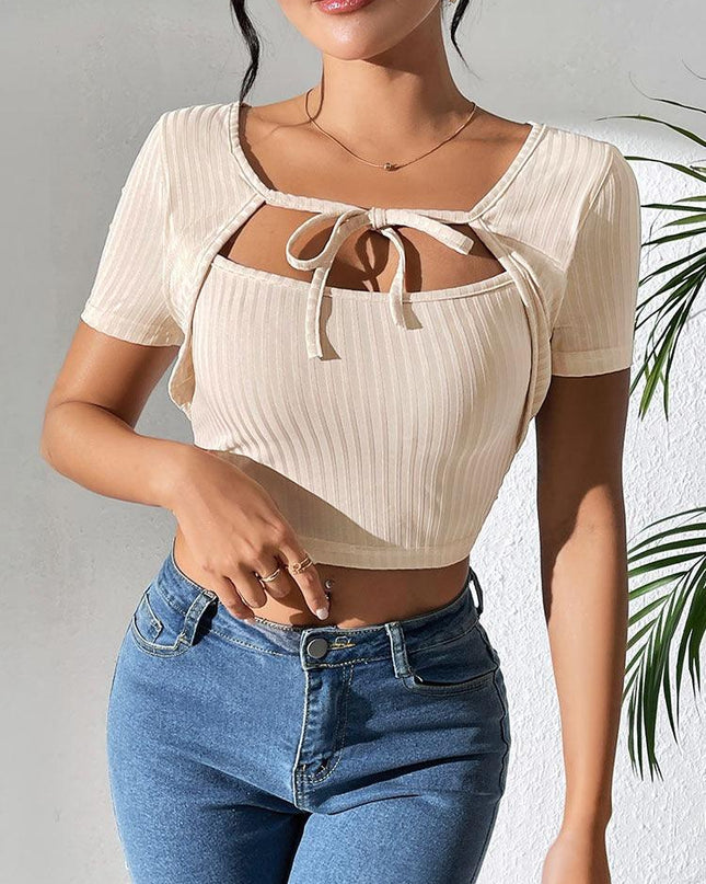 Silky Textured Crop Top – Chic Asymmetrical Collar Top for Casual & Formal Wear