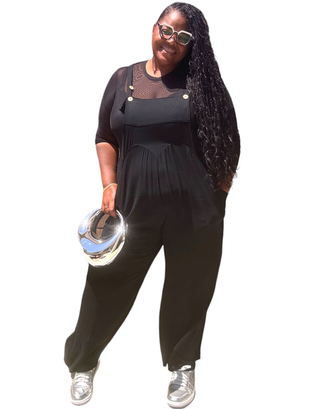 Plus Size Lazy Day Overalls In Black