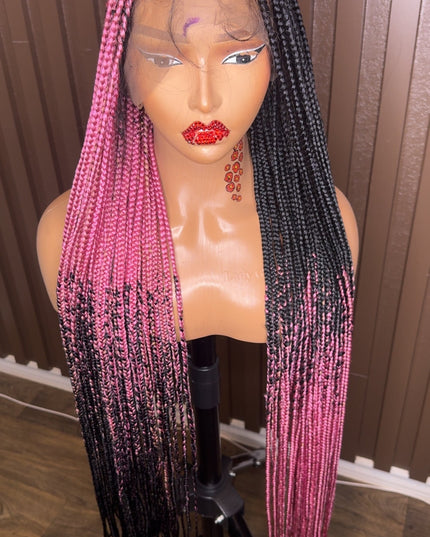 Cross braids dark pink