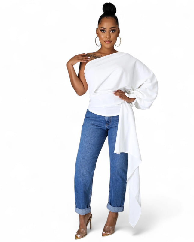 One Shoulder Top with Long Side Train