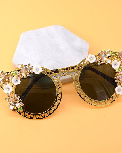 European and American exaggerated folding sunglasses for women, Baroque star street sunglasses, sunglasses for women