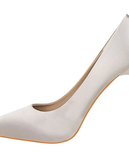 White Satin High Heels for Women - Stylish Pointed Shoes