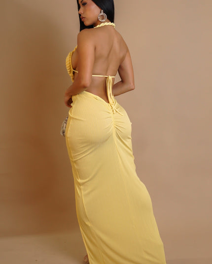Desire Roped Chest Maxi Dress- Yellow