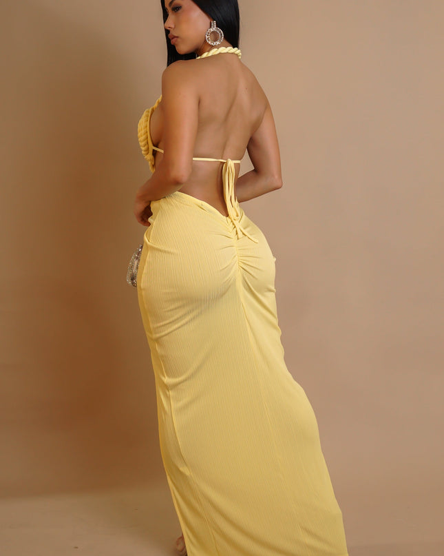 Desire Roped Chest Maxi Dress- Yellow