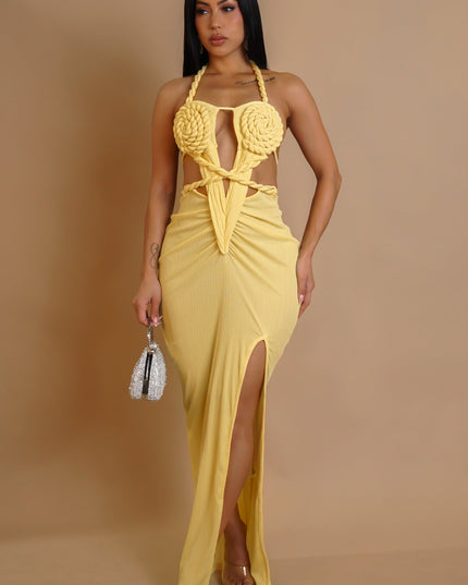 Desire Roped Chest Maxi Dress- Yellow