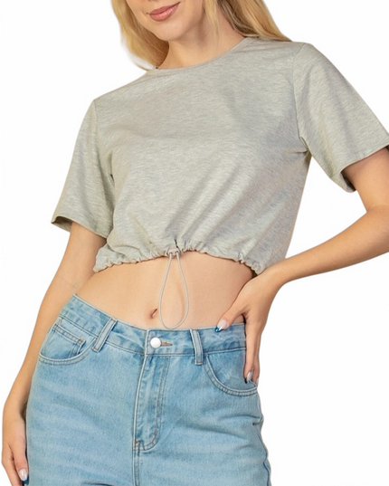 French Terry Toggle Drawstring Crop Top {BT5292}