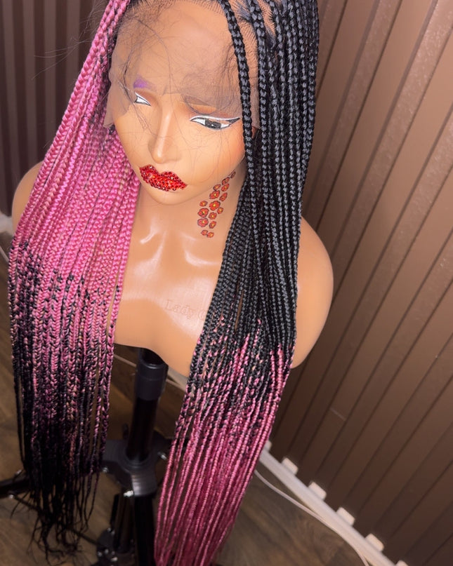 Cross braids dark pink