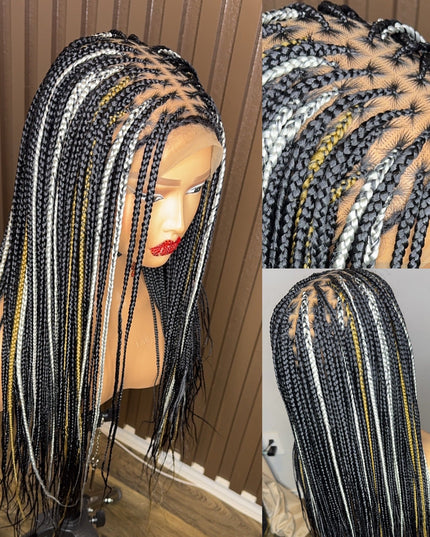 22 inches highlights knotless braided wig