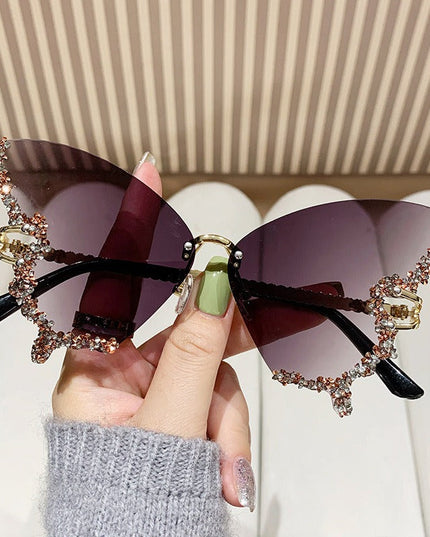 New Butterfly Shape Sunglasses Women's Fashion Personality Exaggerated Sunglasses with Diamonds Get DreSsT with Elise LLC