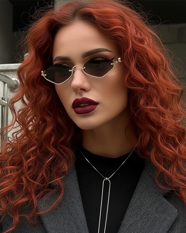 Cat Eye Sunglasses with Gold Metal Frame