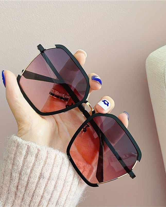 Geometric Frame Fashion Casual Gradient Sunglasses | ZAKAPOP