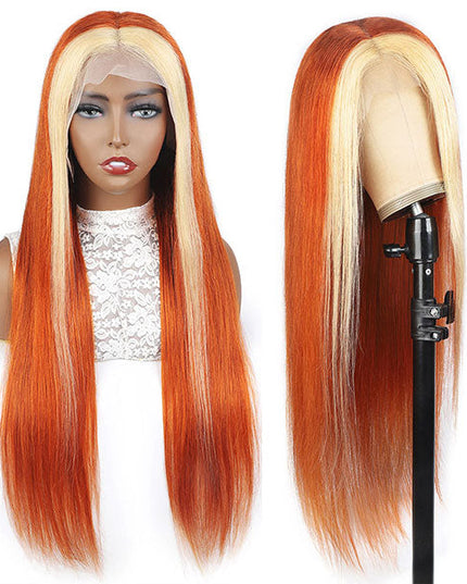 Junoda Orange Ginger Ombre Blonde 613 4x4 13x4 Lace Frontal Straight Hair Wig junoda
